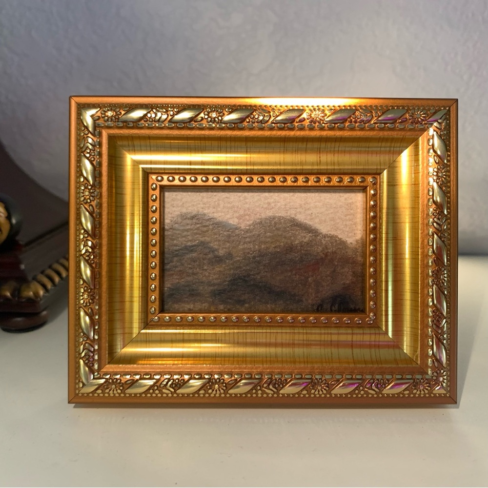 Miniature Original Painting Tiny Elegant Gold Framed Landscape Art